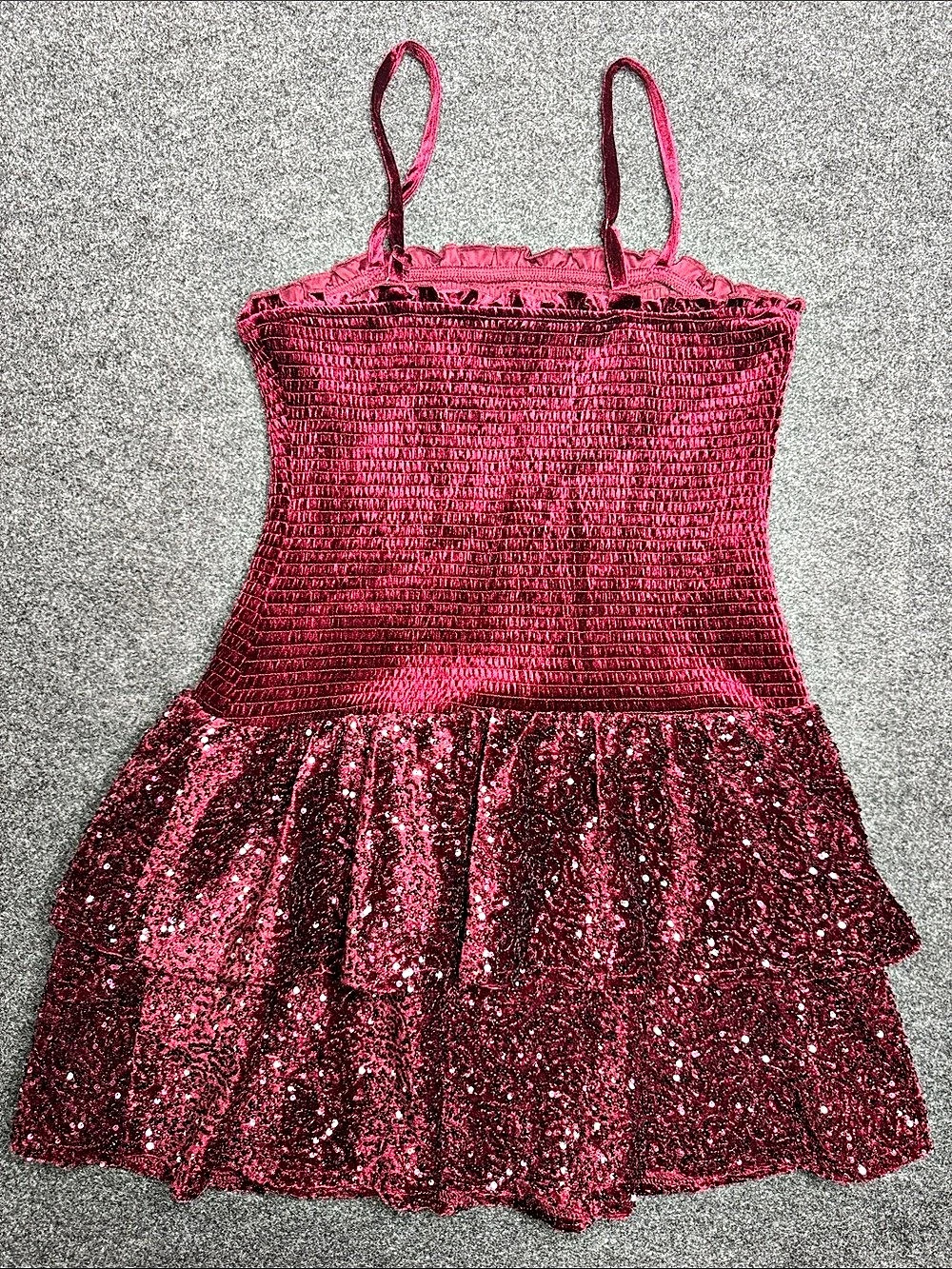 NWOT girls XL 14 Sequin dress. Red/burgundy - Picture 2 of 7